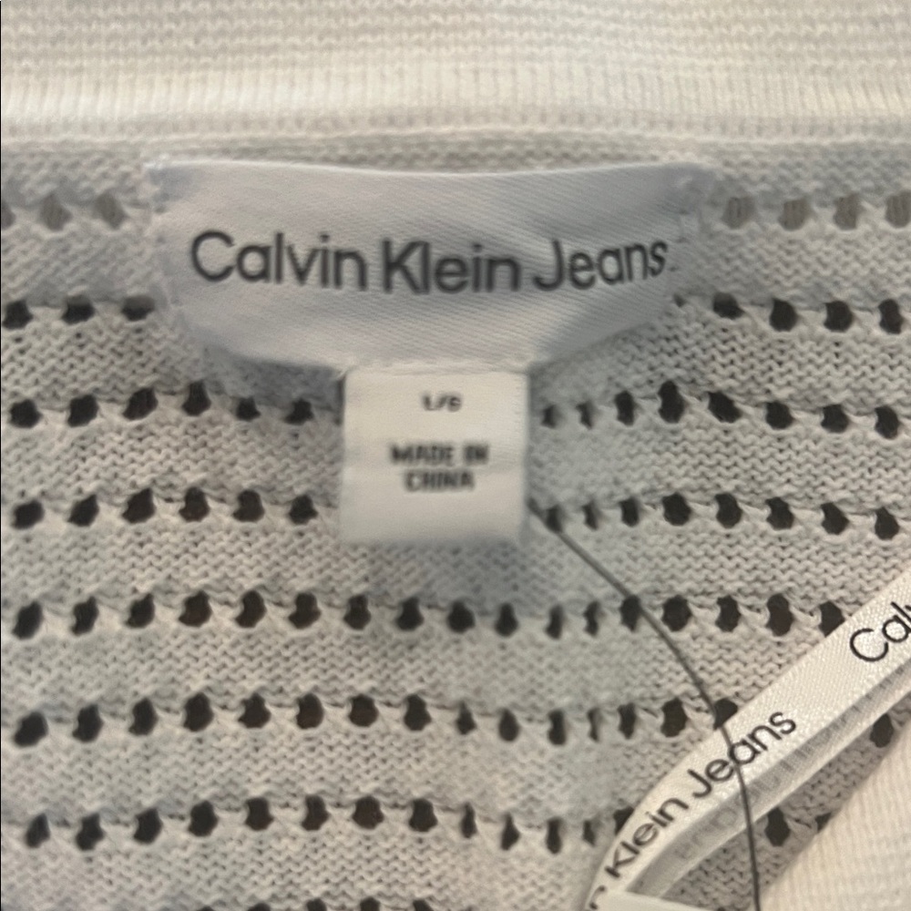 Calvin Klein Jeans Light Blue and White Spring Sweater - Sz Large - Picture 2 of 6